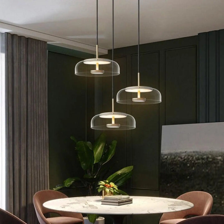 Lampe Suspendue Verre Élégante avec Disque Raffiné