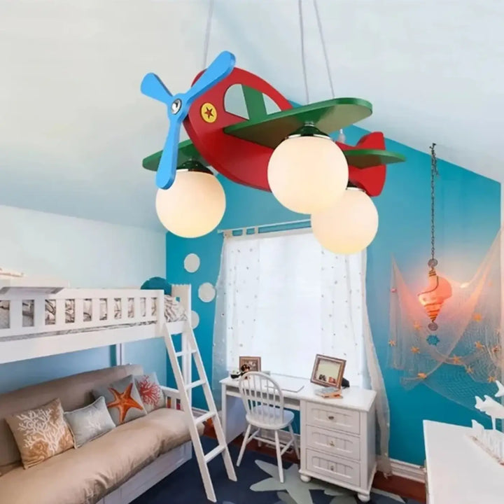 Suspension luminaire creaty lampe suspension en bois en forme d’avion coloré pour décoration intérieure plus qu’un simple éclairage