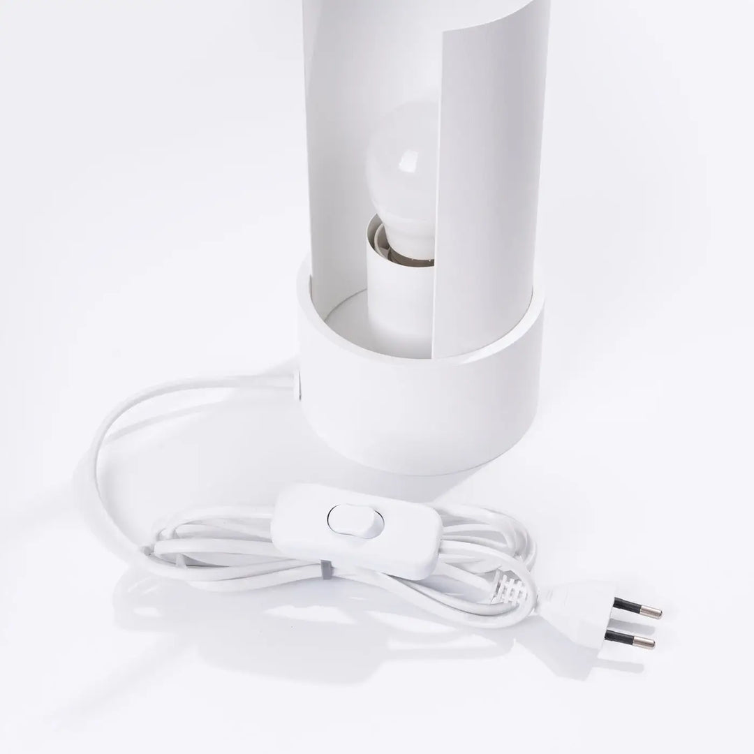 Lampe a poser lampe flash blanc avec conception unique et feuille rotative en plastique blanc minimaliste avec ampoule givrée