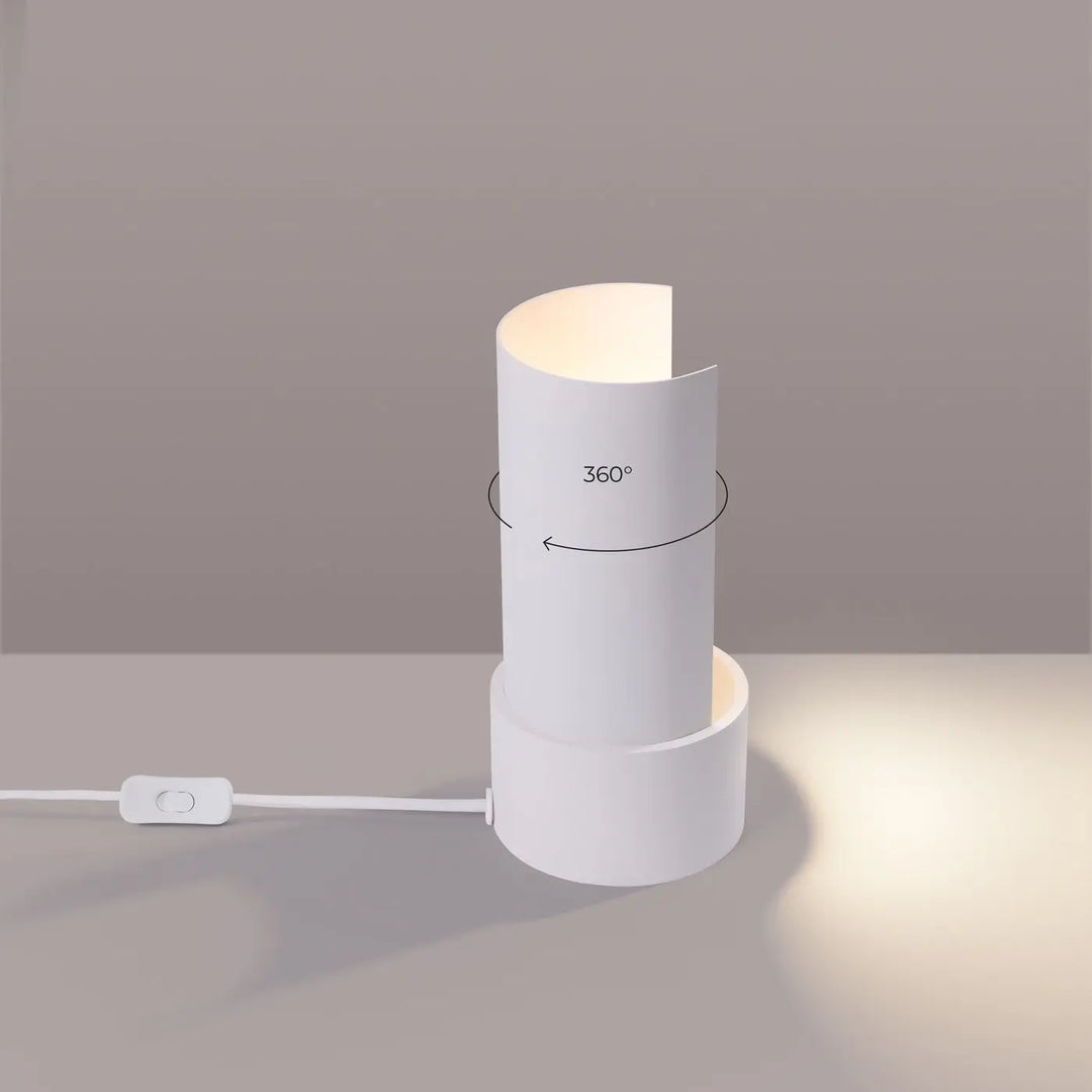 Lampe a poser lampe flash blanc avec conception unique et tête feuille rotative à 360 degrés pour éclairage moderne
