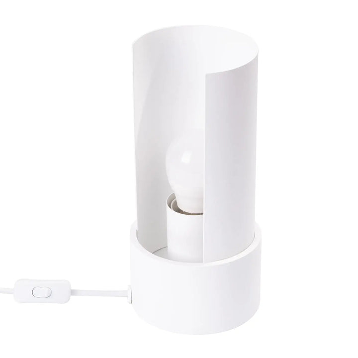 Lampe a poser lampe flash blanc en forme cylindrique minimaliste avec conception unique et ampoule apparente