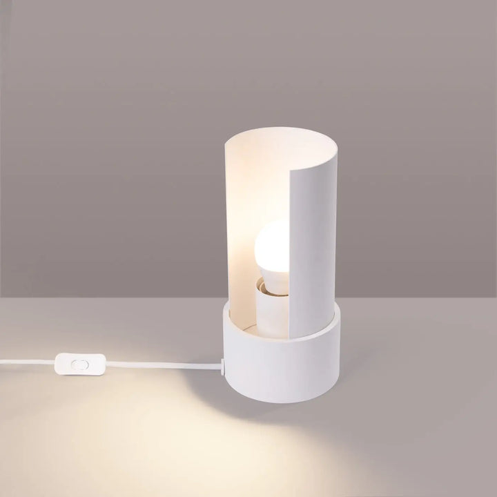 Lampe flash lampe à poser blanc cylindrique minimaliste avec conception unique et ampoule exposée ton chaud