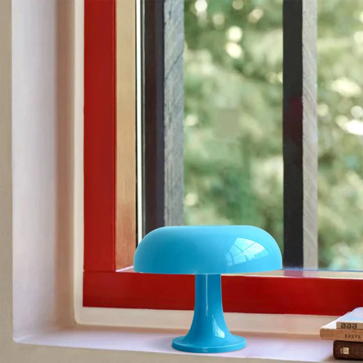 Lampe de table champignon orange en verre design vintage