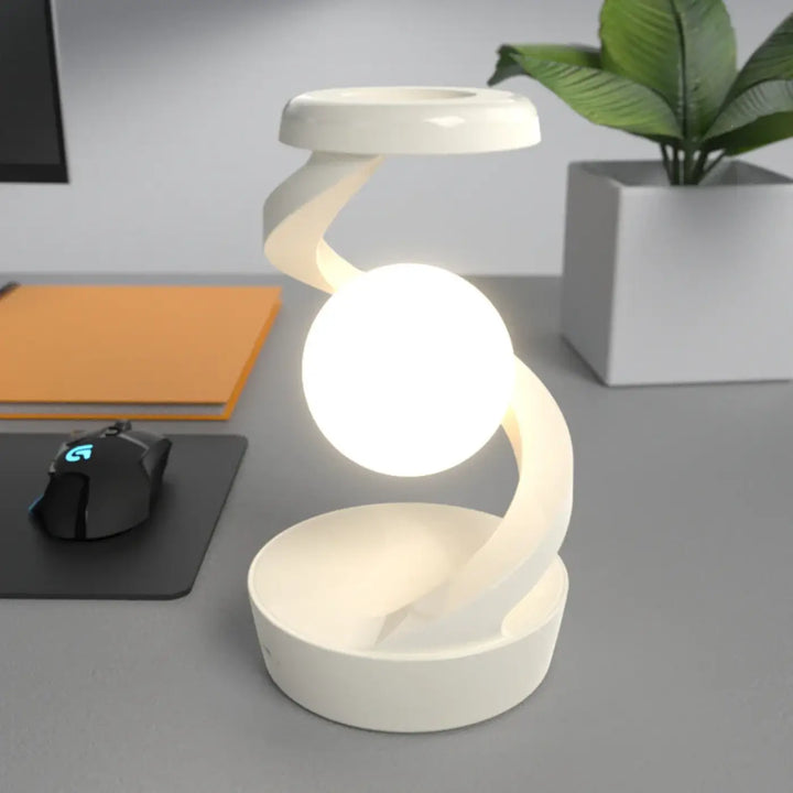 Lampe de table sylora blanc avec design aux formes ondulées et ampoule sphérique éclatante pour table design aux