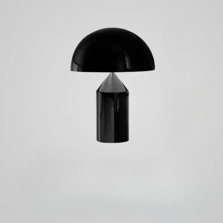 Lampe de table gatti noire en forme de champignon avec finition brillante et base cylindrique idéale pour chambre à coucher