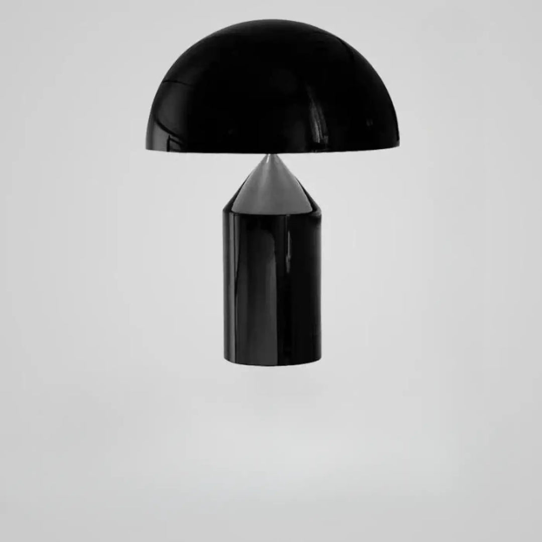 Lampe de table gatti noire brillante en forme de champignon avec base cylindrique idéale pour chambre à coucher