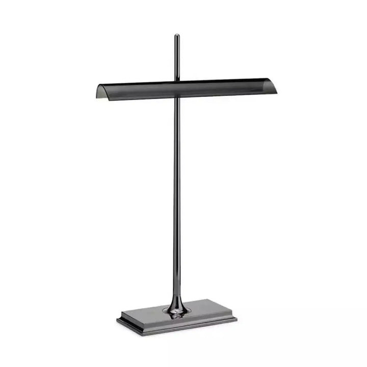 Lampe de table streem en métal noir avec base chromée et diffuseur rectangulaire au design moderne minimaliste