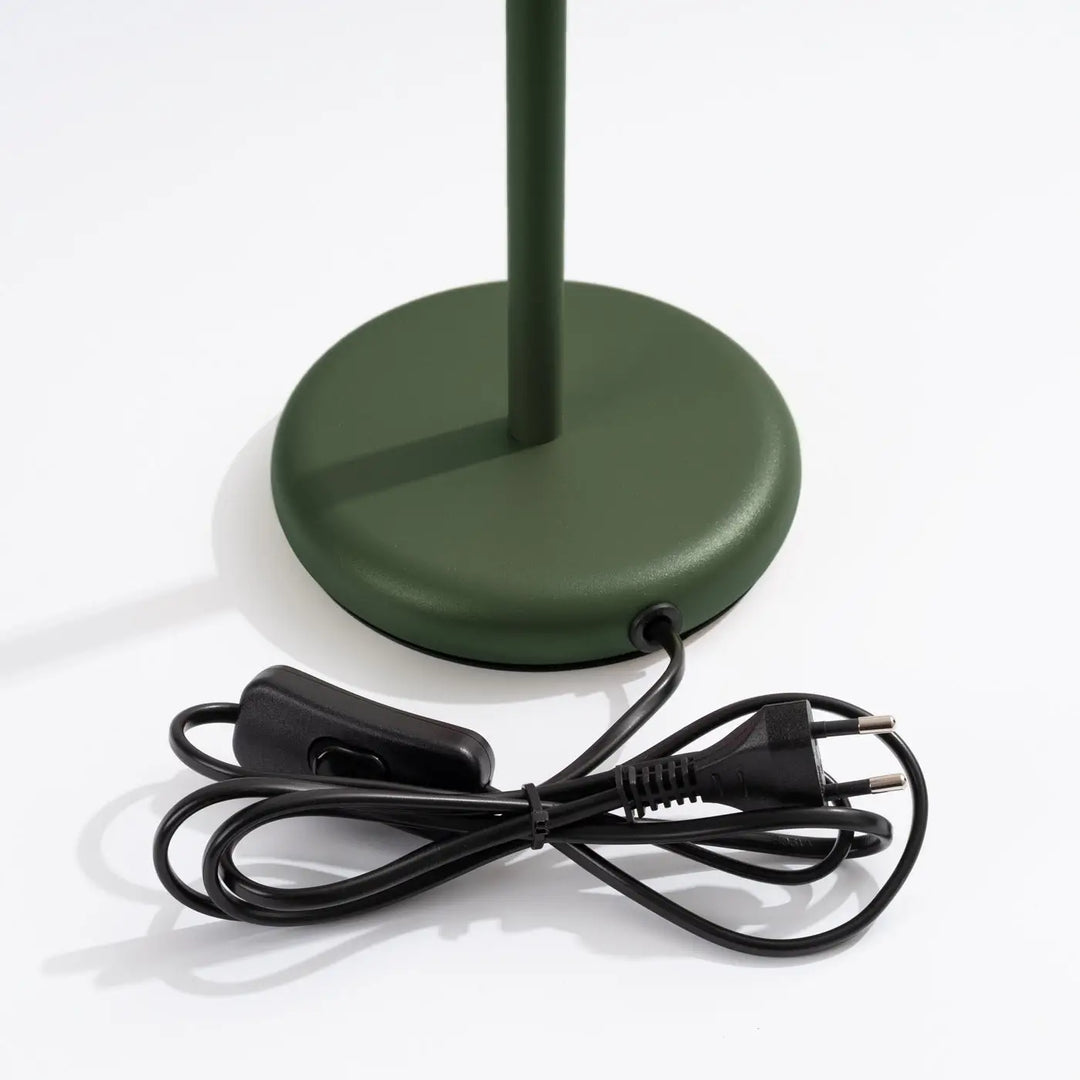 Lampe a poser karbon vert olive avec base mate olive intégrée design minimaliste et ampoules gu10 interchangeables