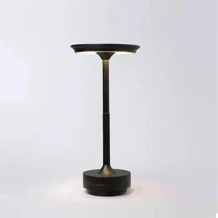 Lampe de table noctis noire mat avec source de lumière circulaire et méthode de contrôle tactile moderne