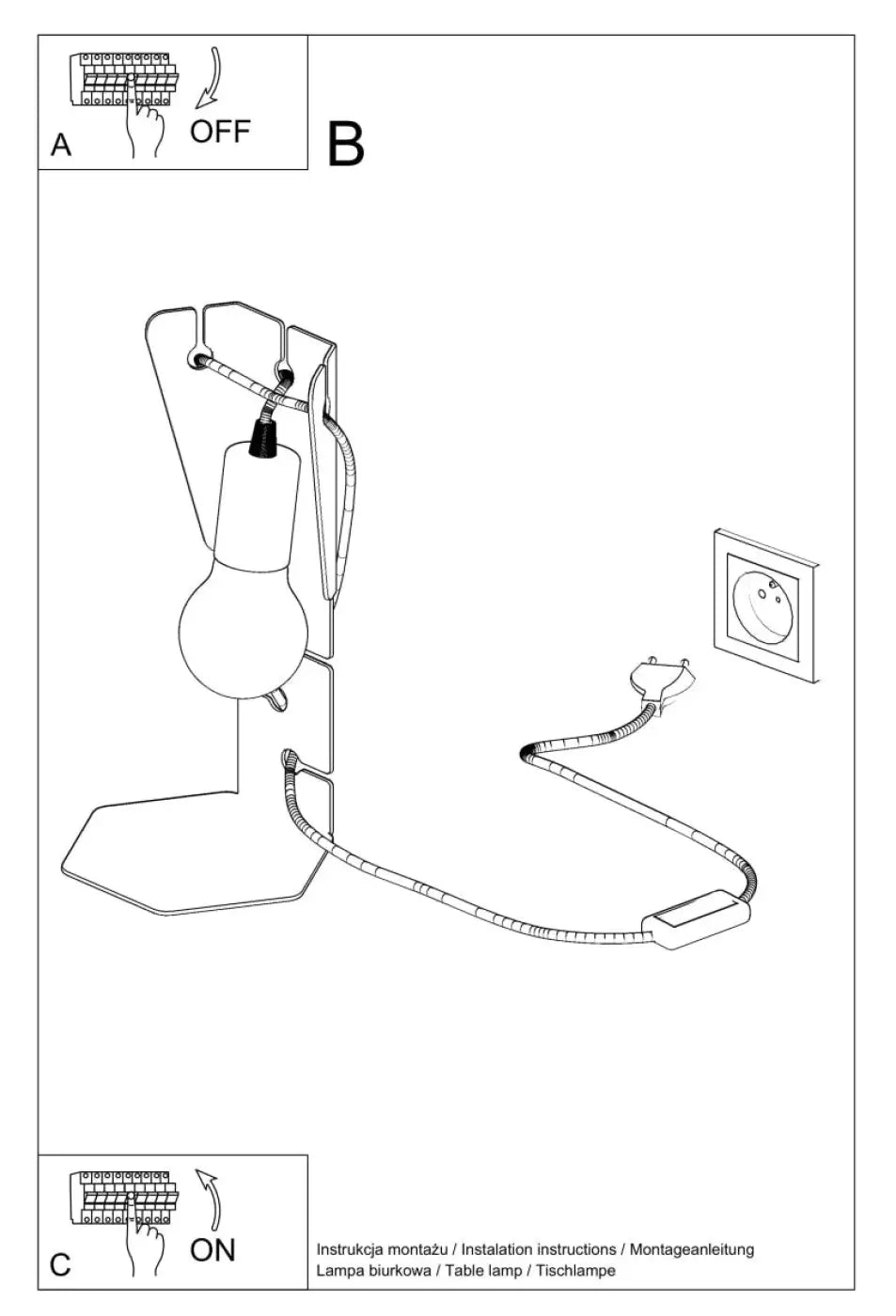 Lampe de table arby noir avec support métallique courbé et ampoule sphérique pour décoration d’intérieur moderne bureau arby