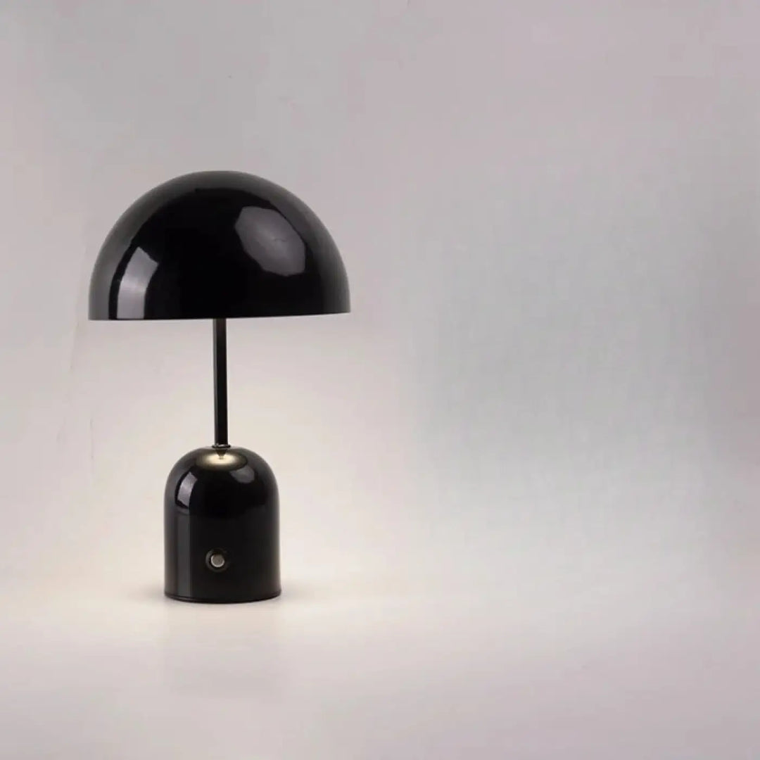 Lampe de table kapula noire en forme de champignon avec finition brillante pour décoration intérieure design contemporain table moderne