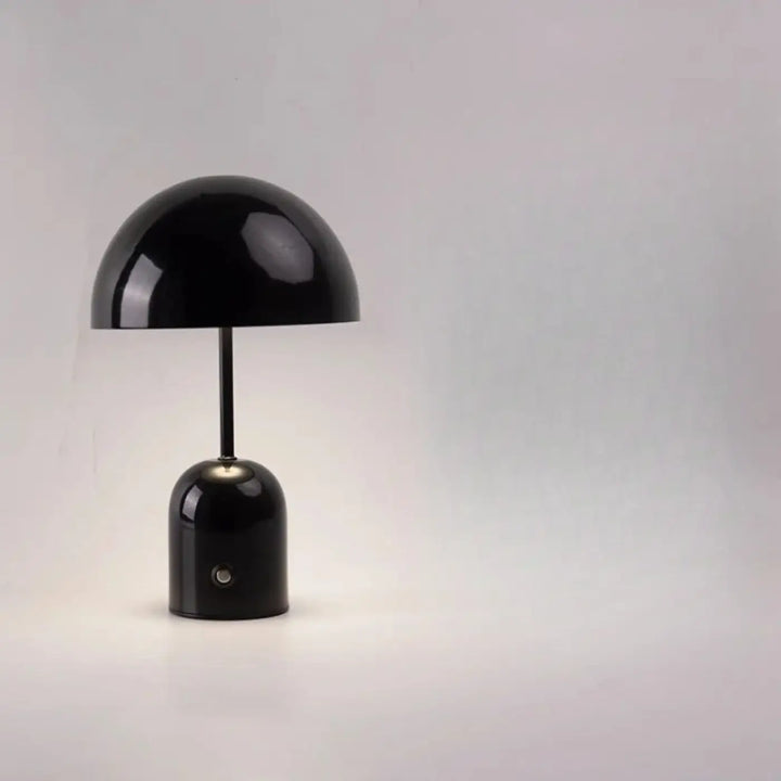Lampe de table kapula noire en forme de champignon avec finition brillante pour décoration intérieure design contemporain table moderne