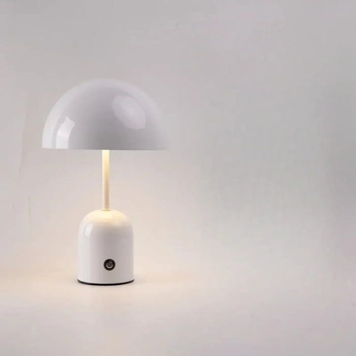 Lampe de table kapula blanche en forme de champignon avec finition brillante et tige fine pour décoration intérieure design contemporain