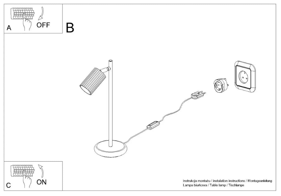 Lampe a poser karbon noir avec abat-jour cylindrique blanche design minimaliste et ampoules gu10 interchangeables