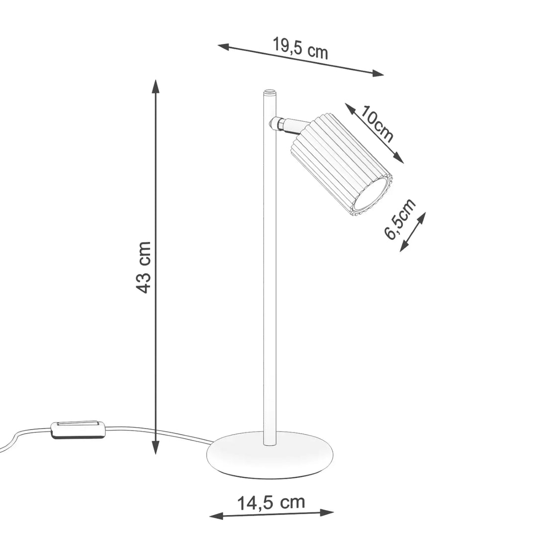Lampe a poser karbon noir avec tête cylindrique nervurée et ampoules gu10 interchangeables design minimaliste