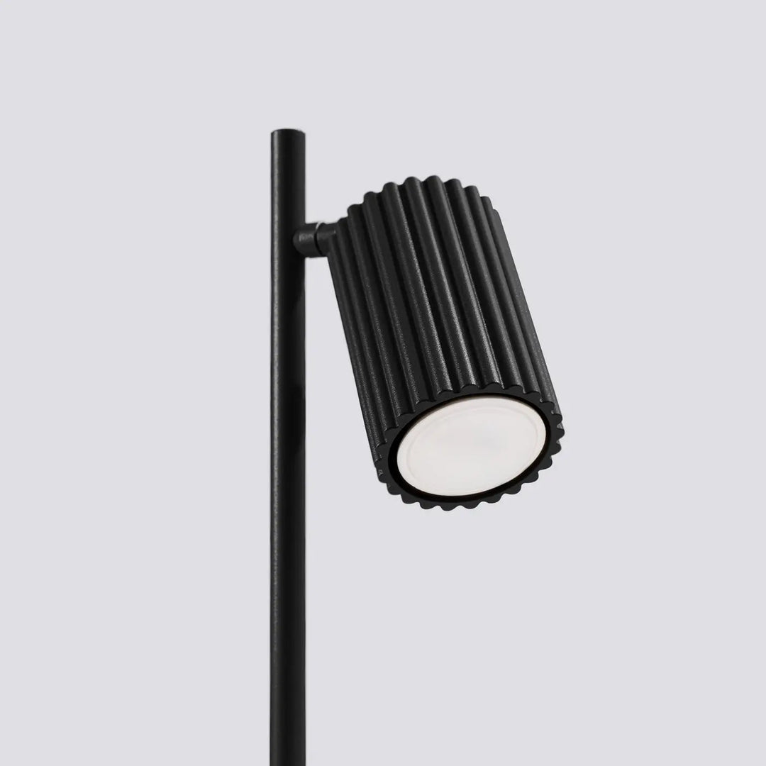 Lampe a poser karbon noir design minimaliste avec texture cannelée et ampoules gu10 interchangeables