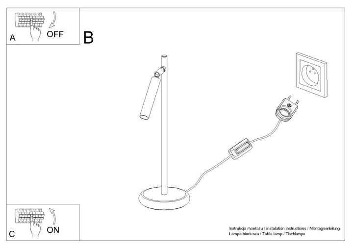 Lampe a poser pastelo noire avec tête cylindrique ajustable et matériaux robustes pour bureau pastelo élégant