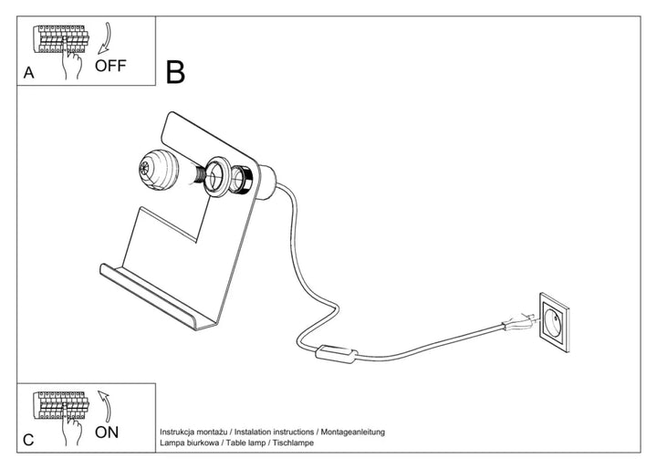 Lampe de table incline blanc avec deux luminaires circulaires et câble pour décoration d’intérieur moderne bureau incline