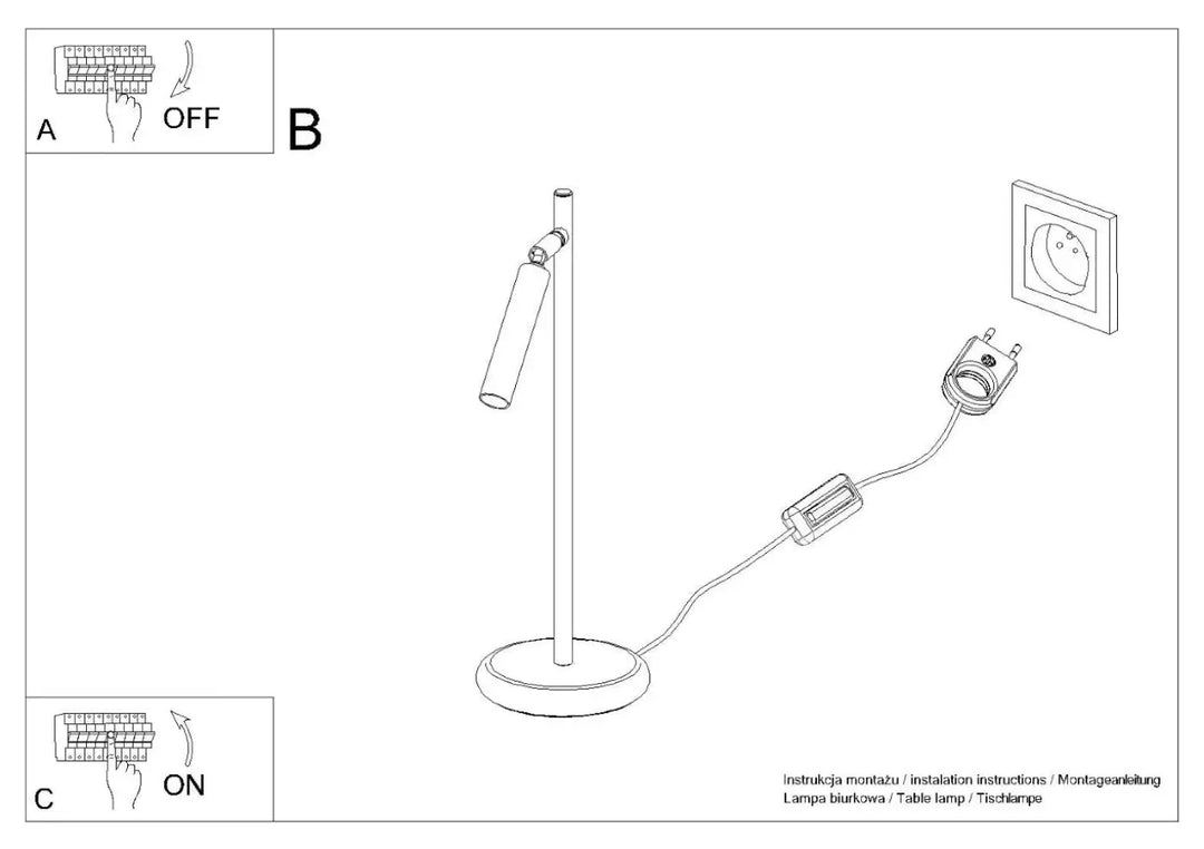 Lampe a poser pastelo avec tête cylindrique, pied métallique élégant et cordon flexible eu plug, fabriquée à partir de matériaux durables