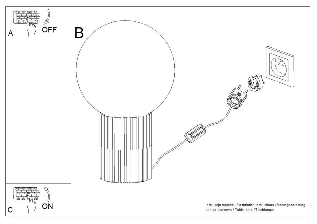 Lampe a poser halo vert olive avec base cylindrique cannelée blanche et cordon apparent vers la prise version suspension