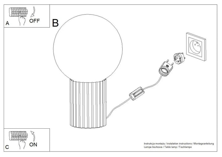 Lampe a poser halo vert olive avec base cylindrique cannelée blanche et cordon apparent vers la prise version suspension