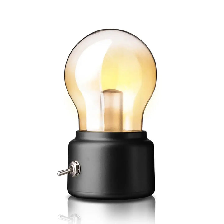 Lampe de table vintora vintage avec cloche ambrée et base noire pour décoration intérieure élégante