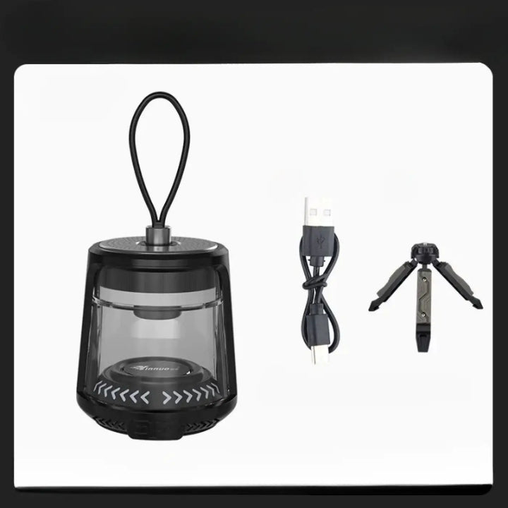 Lampe luminaire extérieur vagoplein design moderne avec lanterne led portable noire et panneau avant transparent