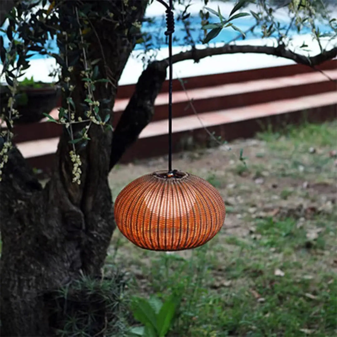 Luminaire d’extérieur tissé naturel élégant en rotin