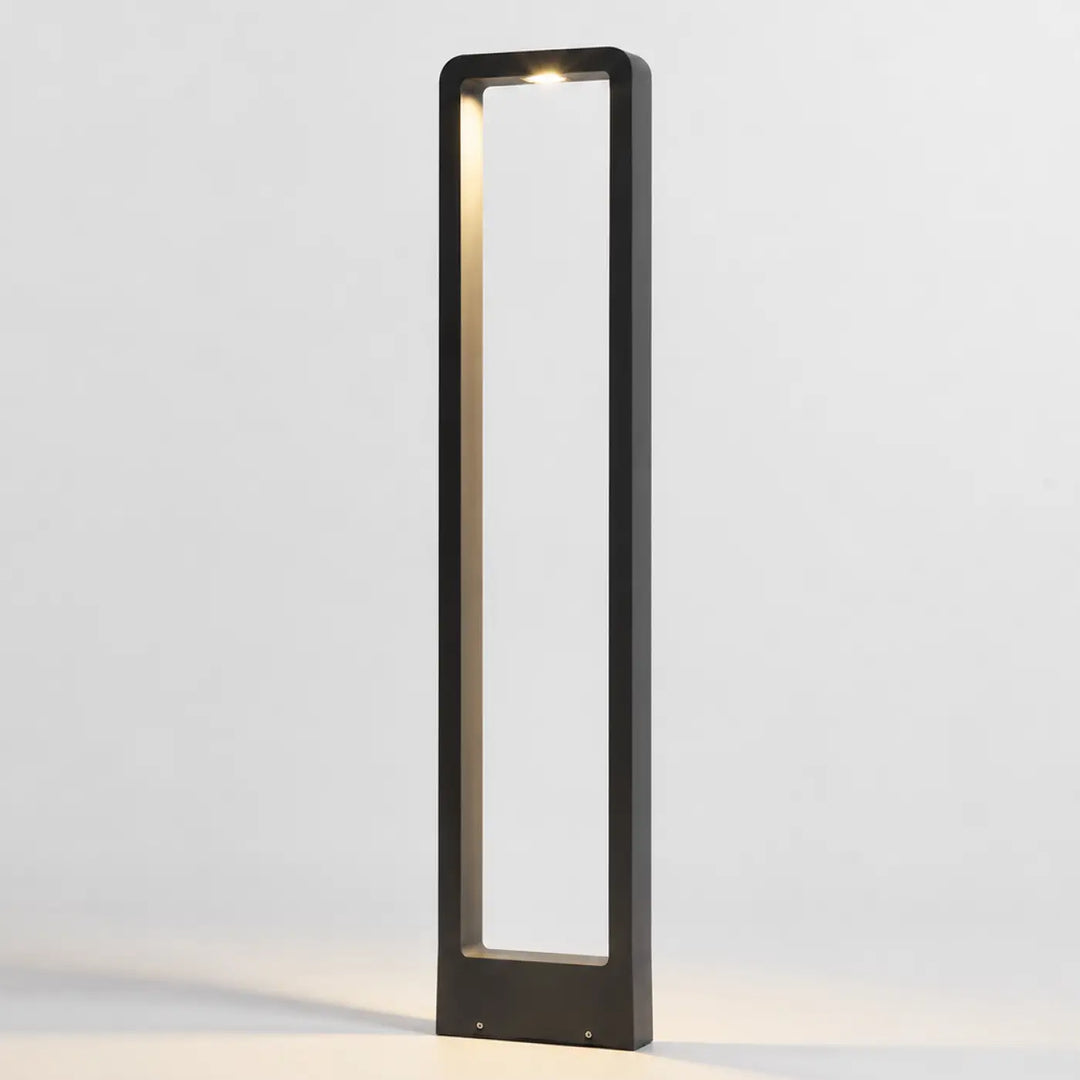 Luminaire extérieur contemporain kyro lampadaire noir rectangulaire en métal avec éclairage led chaud minimaliste