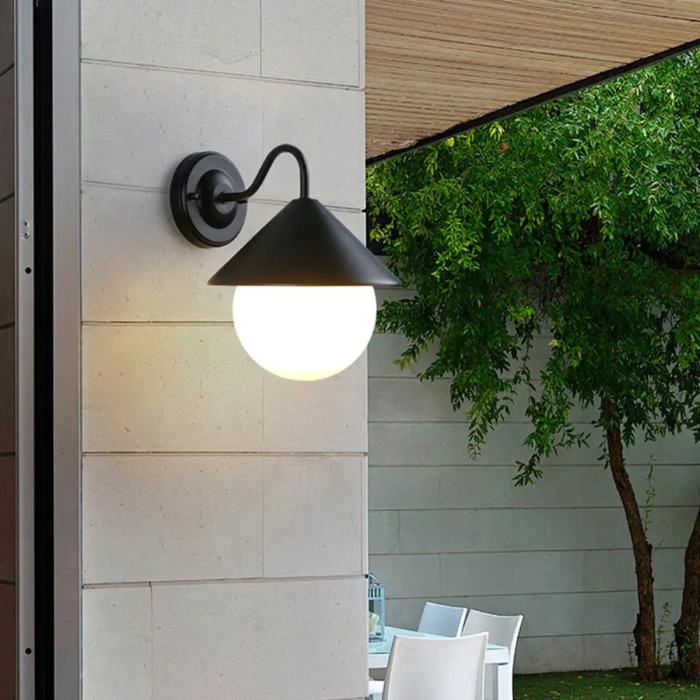 Luminaire Extérieur Design Moderne Noir Et Verre Blanc