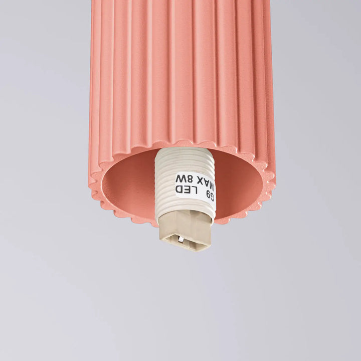 Plafonnier lampe halo rose côtelé avec base ampoule led sphère laiteuse pour bureau décorative