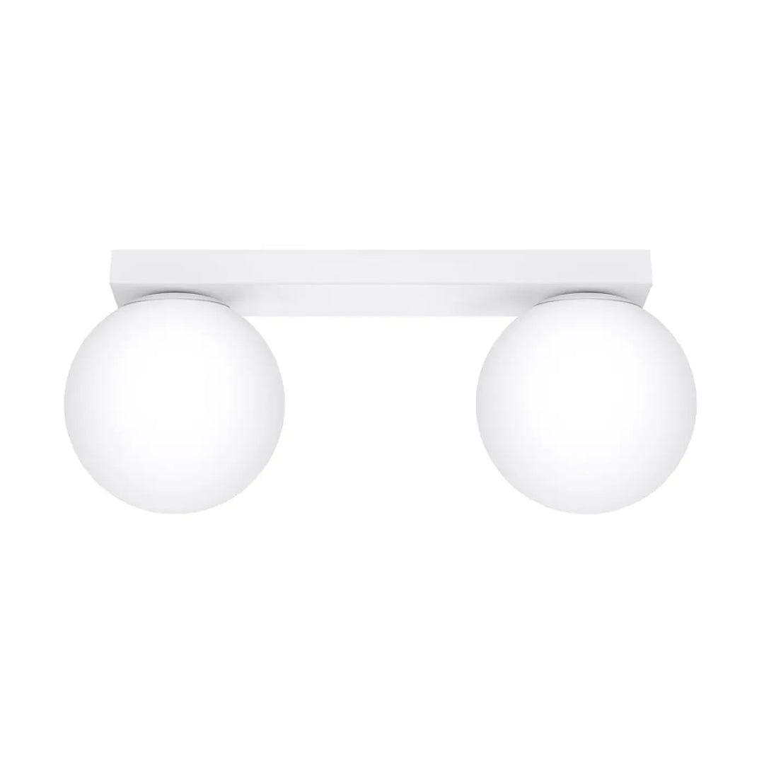 Luminaire plafonnier yoli 2 blanc avec double globe moderne en verre dépoli une classe à part pour tout intérieur