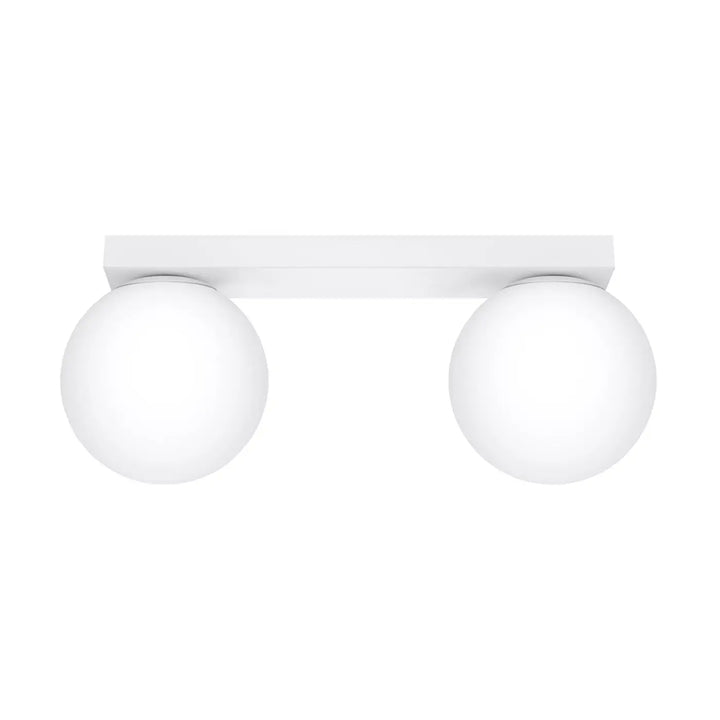 Luminaire plafonnier yoli 2 blanc avec double globe moderne en verre dépoli une classe à part pour tout intérieur