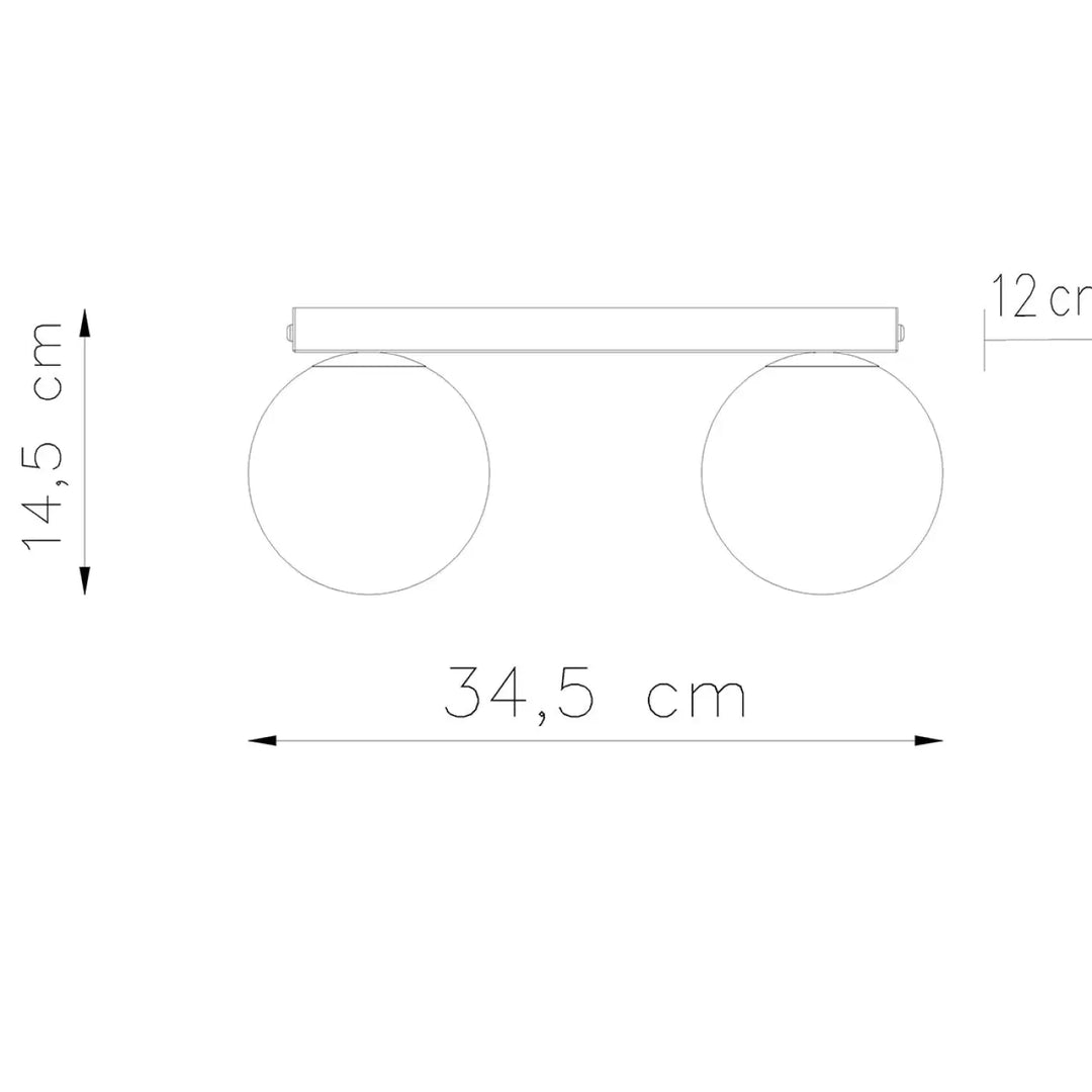 Luminaire plafonnier yoli 2 blanc avec barre rectangulaire minimaliste et globes circulaires pour plafon yoli classe à part