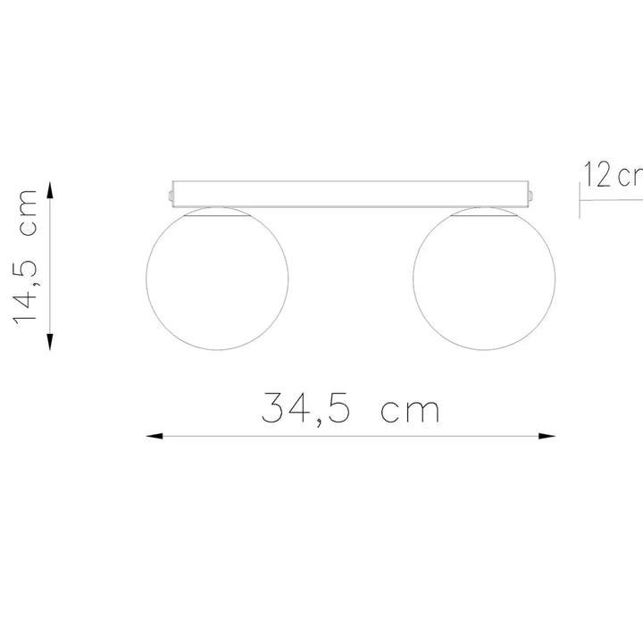 Luminaire plafonnier yoli 2 blanc avec barre rectangulaire minimaliste et globes circulaires pour plafon yoli classe à part