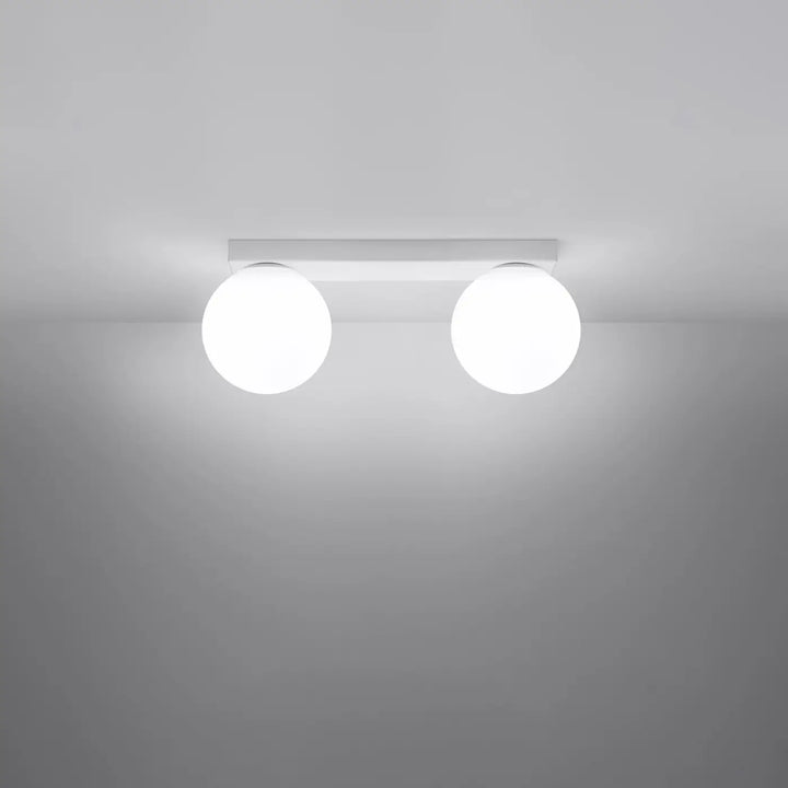 Luminaire plafonnier plafon yoli 2 blanc avec deux ampoules sphériques moderne classe à part et part entière