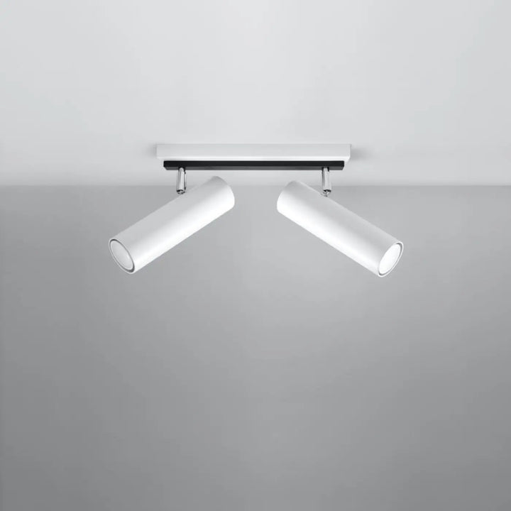 Luminaire plafonnier direzione 2 blanc avec éclairage élégant et accents chrome pour un plafond minimaliste