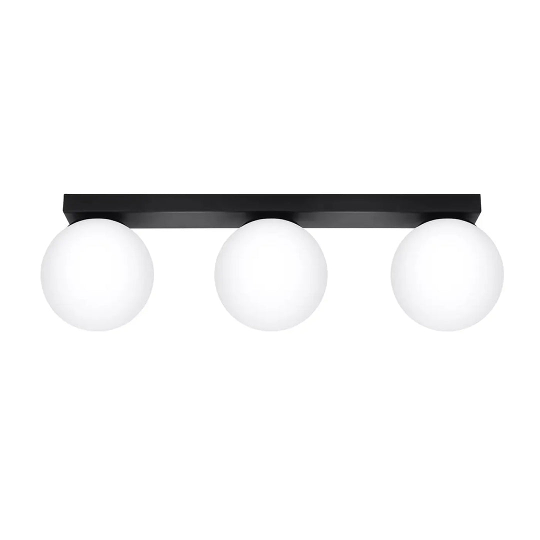 Luminaire plafonnier plafon yoli 3 noir avec trois globes en verre dépoli pour une classe à part élégante