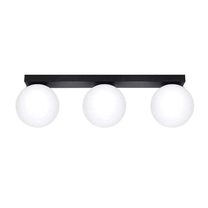 Luminaire plafonnier plafon yoli 3 noir avec trois globes en verre dépoli pour une classe à part élégante
