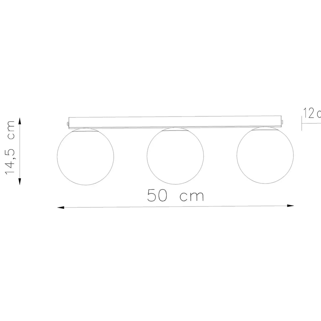 Plafon yoli trois lumières avec barre rectangulaire élégante et ampoules circulaires blanches pour une classe à part