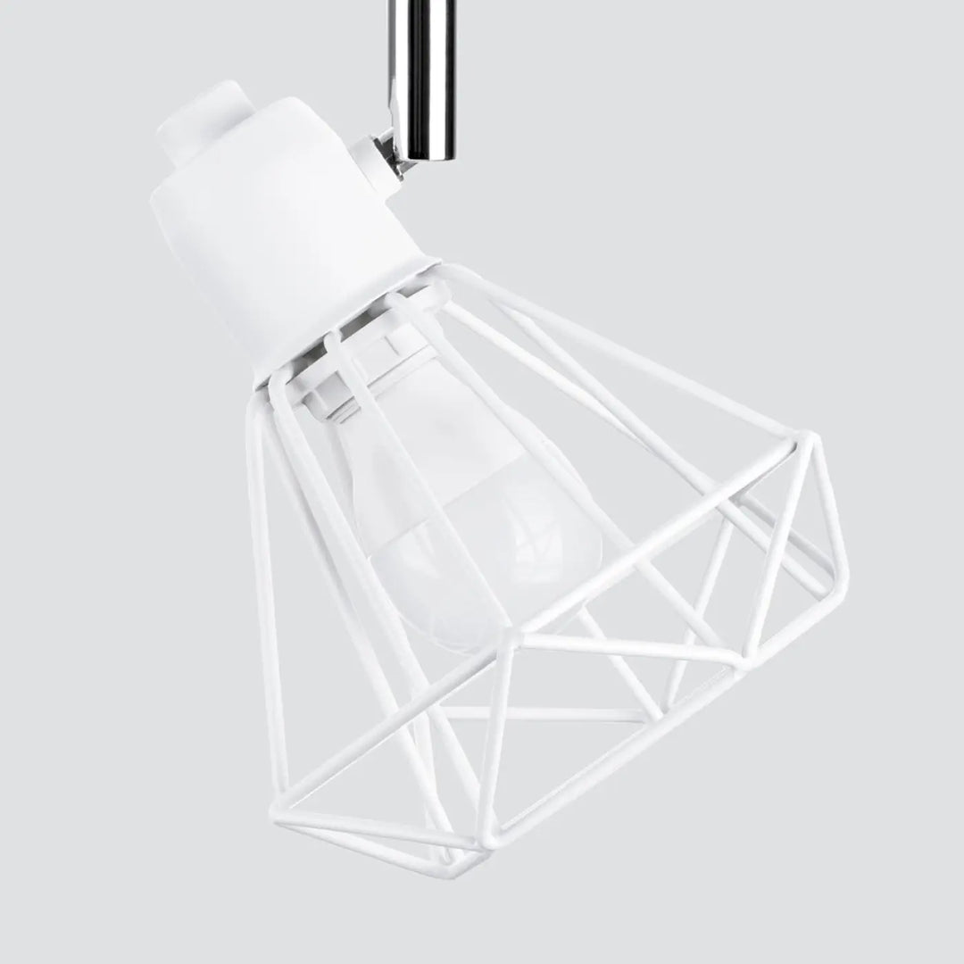 Luminaire plafonnier série artemis blanc en cage géométrique métallique avec ampoule claire pour créer une atmosphère intime