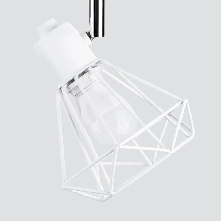 Luminaire plafonnier série artemis blanc en cage géométrique métallique avec ampoule claire pour créer une atmosphère intime