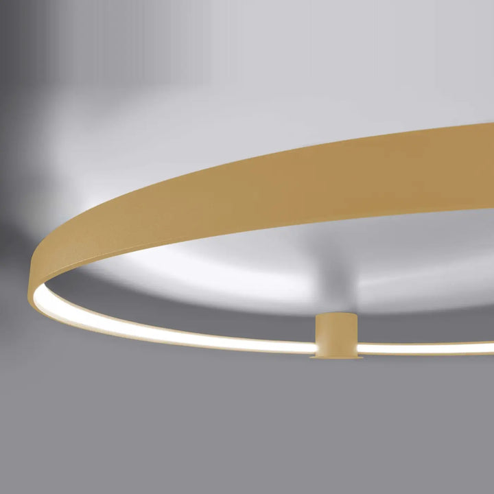 Plafonnier rio doré avec design unique circulaire moderne et efficacité lumineuse élevée grâce led intégrée