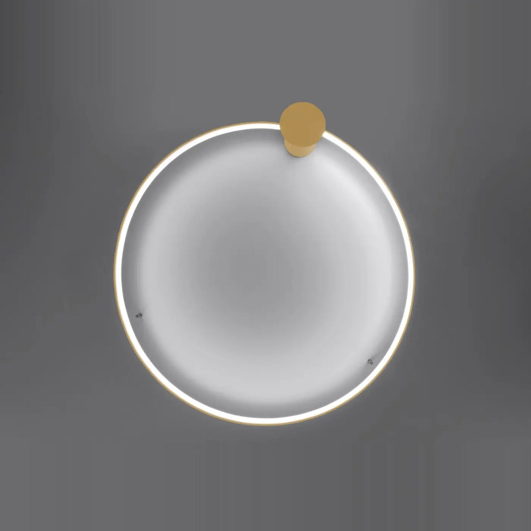 Miroir circulaire plafonnier rio avec cadre doré illuminé et efficacité lumineuse élevée design unique