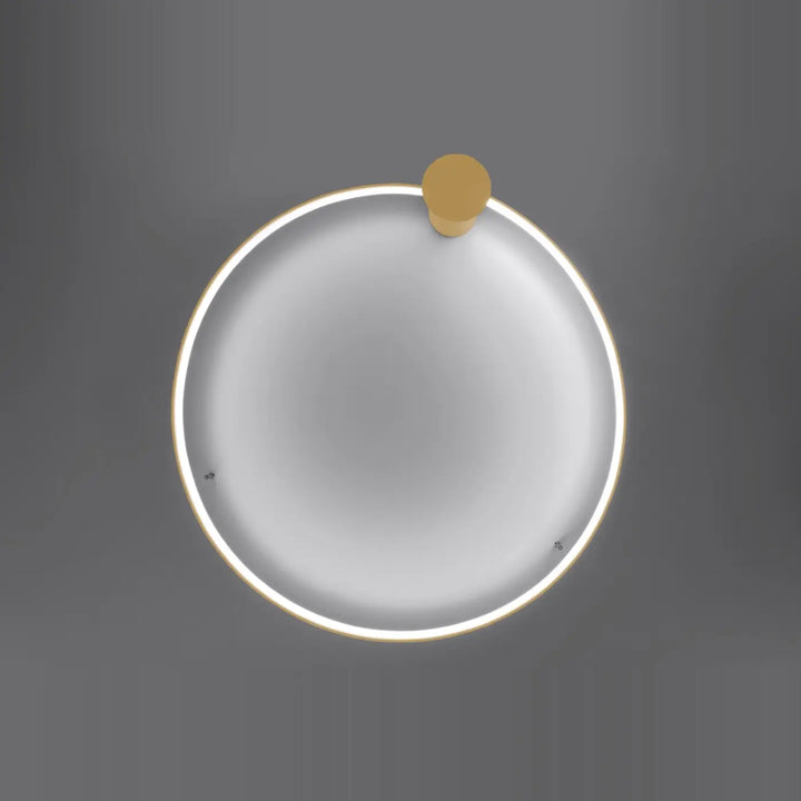 Miroir circulaire plafonnier rio avec cadre doré illuminé et efficacité lumineuse élevée design unique
