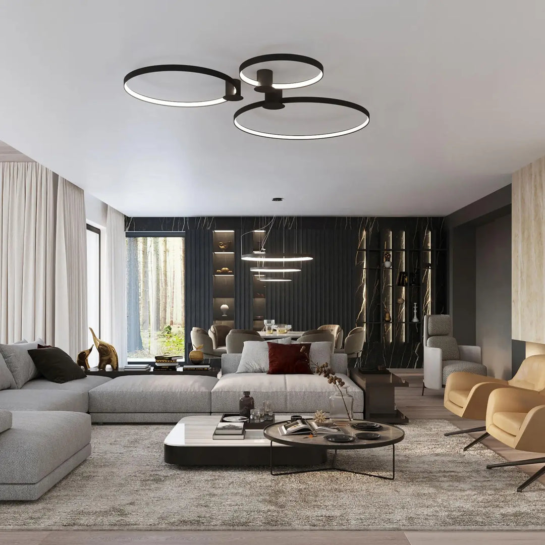 Luminaire plafonnier rio 55 noir moderne avec modules led et efficacité lumineuse élevée design unique