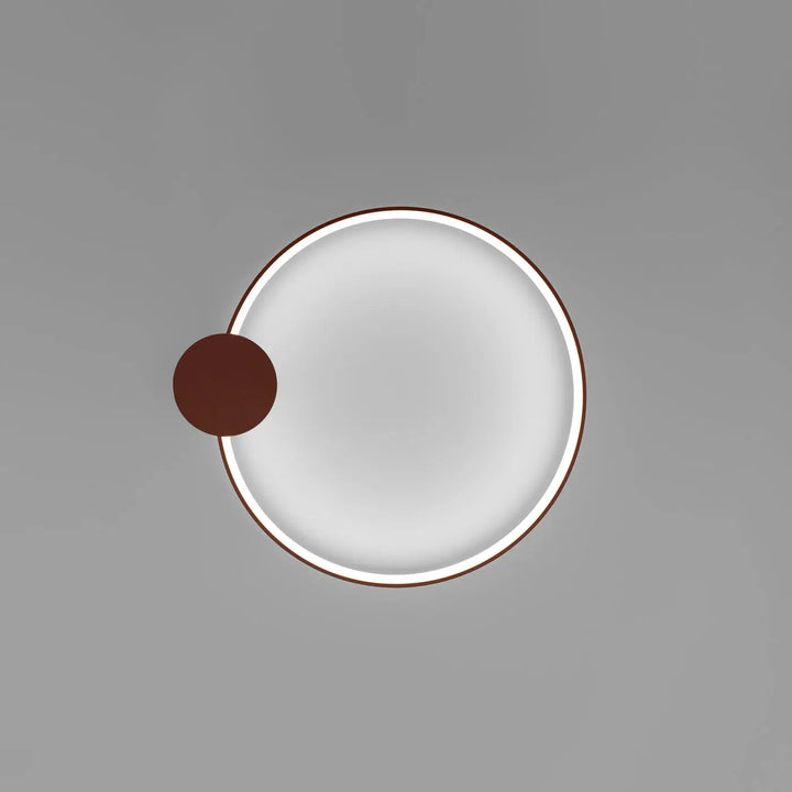Luminaire plafonnier collection rio design moderne avec diffuseur blanc circulaire et détails brun rouge ocre