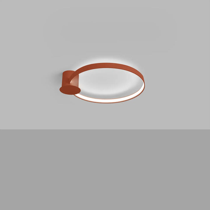 Luminaire plafonnier rio 55 rouge ocre avec cadre métal terracotta mat et diffuseur blanc design moderne collection rio