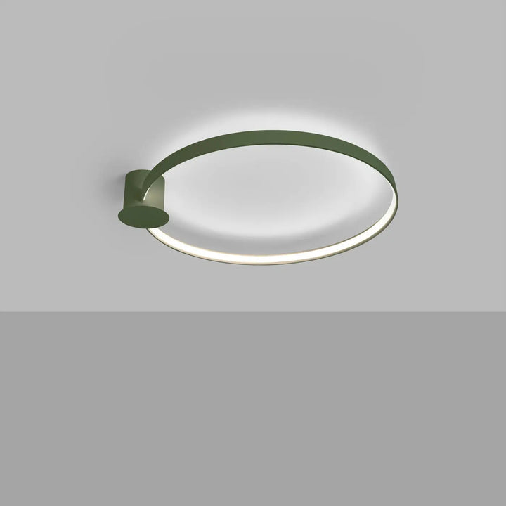Luminaire plafonnier rio 78 vert olive avec cadre métallique aluminium alliant élégance et anneaux led collection rio