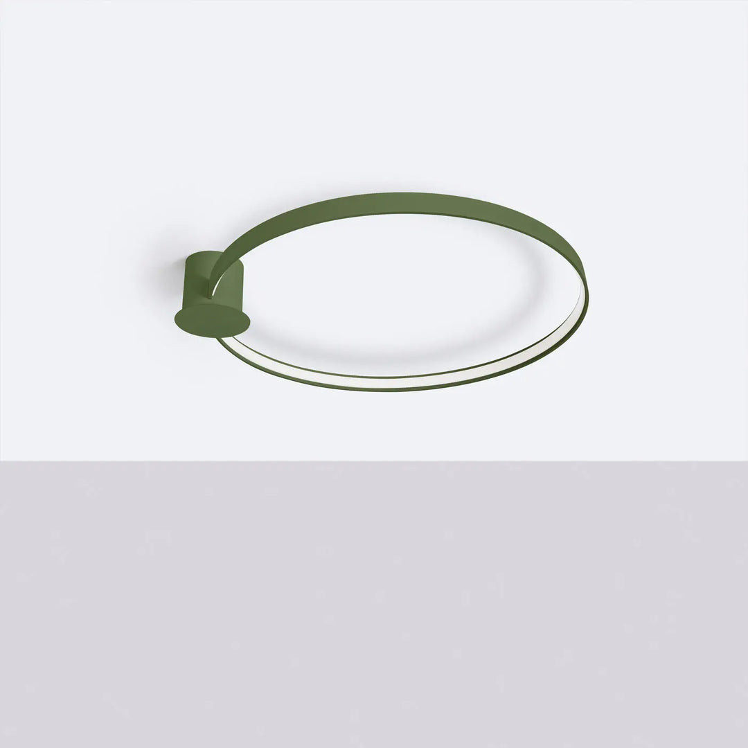 Luminaire plafonnier vert olive avec cadre aluminium allient élégance et anneaux led collection rio 78 4000k